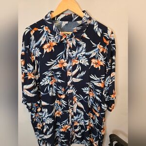 Tropical Print Navy Men's Shirt
